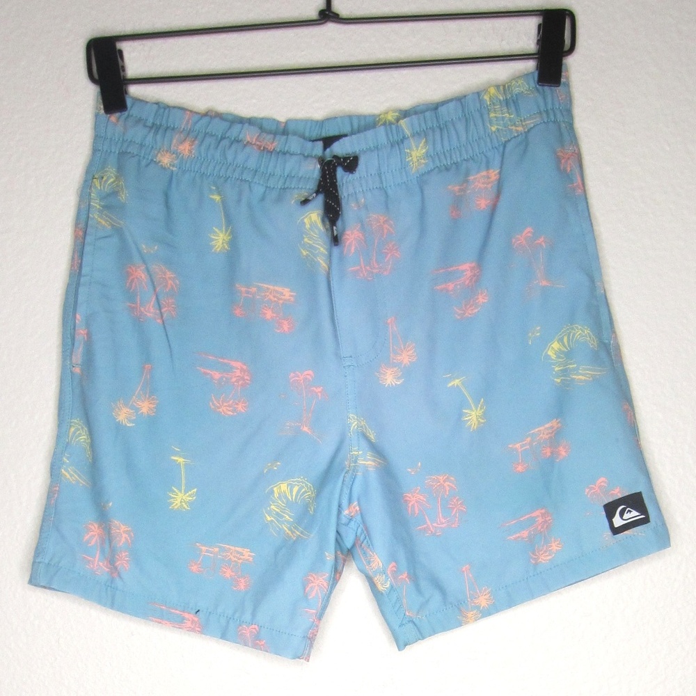 Boys Quiksilver Boardshorts with Mesh Liner‎ Shorts Palm Tree Print -Size Medium